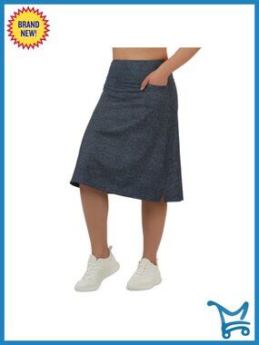 Women's Midi Length Skorts Skirt with 3 Pockets Modest Athletic Knee Length
